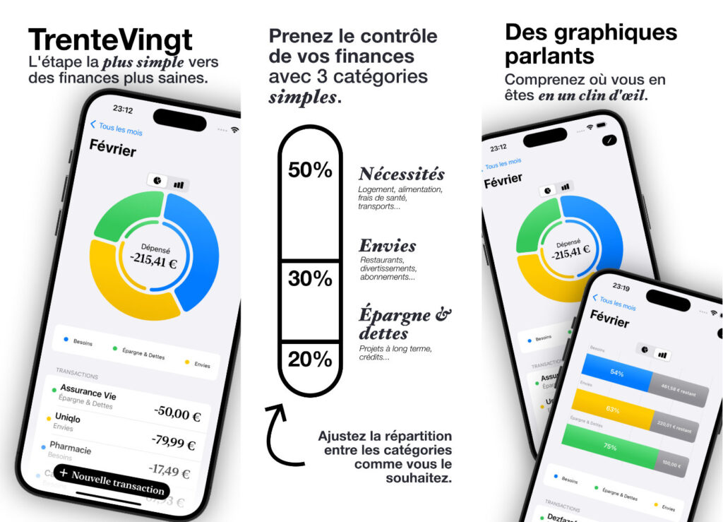 Images promotionnelles de TrenteVingt sur l'App Store