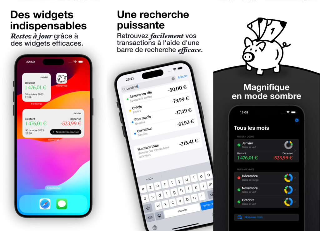 Images promotionnelles de TrenteVingt sur l'App Store